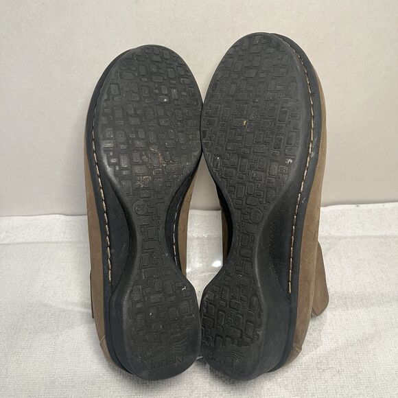 Dansko Lulu Ankle Strap Wedges Comfort Shoes Leather Taupe Brown Women 6.5-7 - Picture 7 of 8